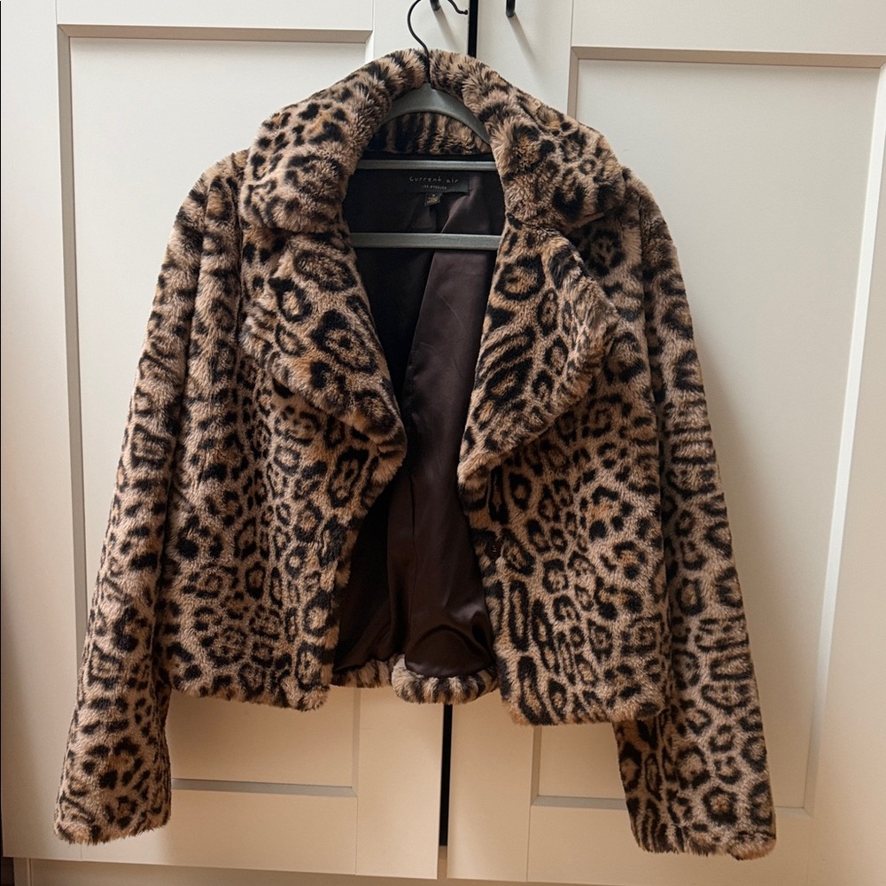 Anthropologie Leopard Print Teddy Jacket